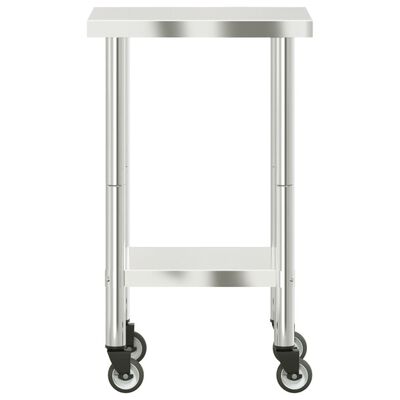 vidaXL Kitchen Work Table with Wheels 55x55x85 cm Stainless Steel