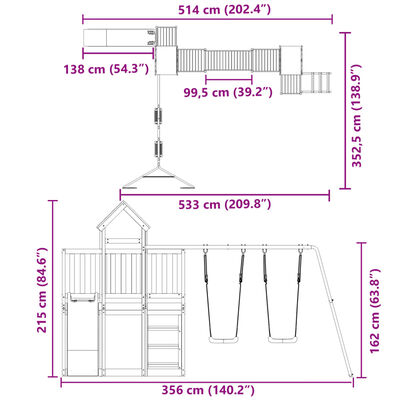 vidaXL Outdoor Playset Solid Wood Douglas