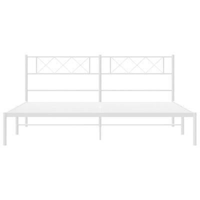 vidaXL Metal Bed Frame without Mattress with Headboard White 180x200 cm Super King