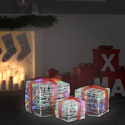 vidaXL Decorative Acrylic Christmas Gift Boxes 3 pcs Colourful