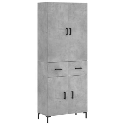 vidaXL Highboard Concrete Grey 69.5x34x180 cm Engineered Wood