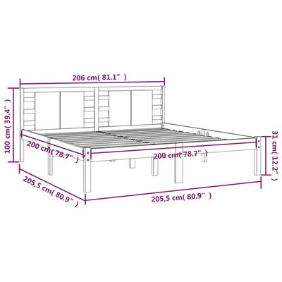 vidaXL Bed Frame without Mattress White 200x200 cm Solid Wood Pine