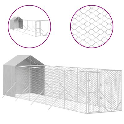 vidaXL Outdoor Dog Kennel with Roof Silver 2x10x2.5 m Galvanised Steel