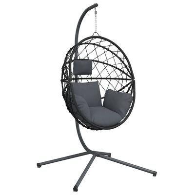 vidaXL Hanging Egg Chair with Stand Anthracite Rattan and Steel