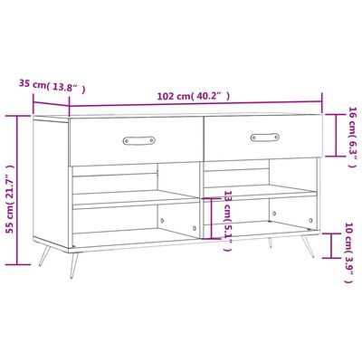 vidaXL Shoe Bench Concrete Grey 102x35x55 cm Engineered Wood