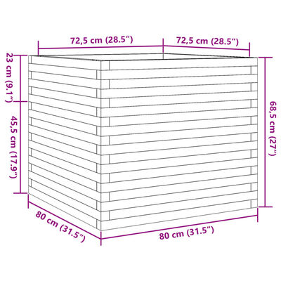 vidaXL Garden Planter 80x80x68.5 cm Impregnated Wood Pine