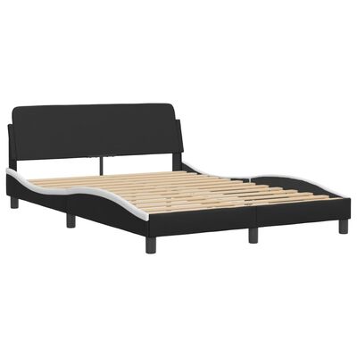 vidaXL Bed Frame without Mattress Black and White 140x190 cm Faux Leather