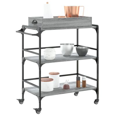 vidaXL Kitchen Trolley Grey Sonoma 81.5x41x92.5 cm Engineered Wood