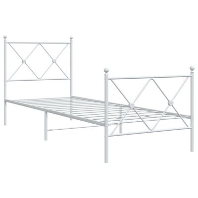 vidaXL Metal Bed Frame with Headboard and Footboard White 80x200 cm