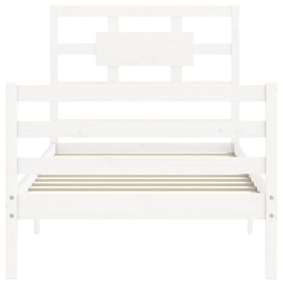 vidaXL Bed Frame without Mattress White Single Solid Wood