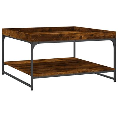 vidaXL Coffee Table Smoked Oak 80x80x45 cm Engineered Wood and Iron