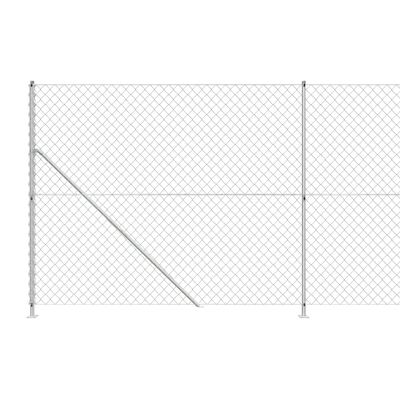 vidaXL Chain Link Fence with Flange Silver 2.2x10 m