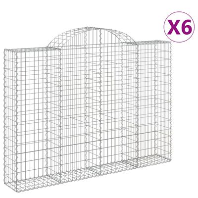 vidaXL Arched Gabion Baskets 6 pcs 200x30x140/160 cm Galvanised Iron