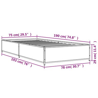 vidaXL Bed Frame without Mattress Sonoma Oak 75x190 cm Small Single