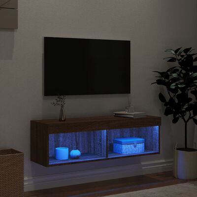 vidaXL TV Cabinet with LED Lights Brown Oak 100x30x30 cm