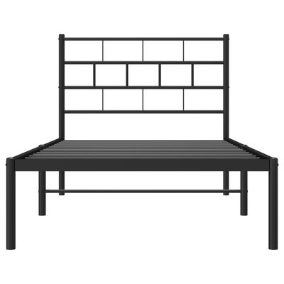 vidaXL Metal Bed Frame without Mattress with Headboard Black 100x190 cm