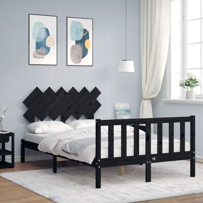 vidaXL Bed Frame without Mattress Black Small Double Solid Wood Pine