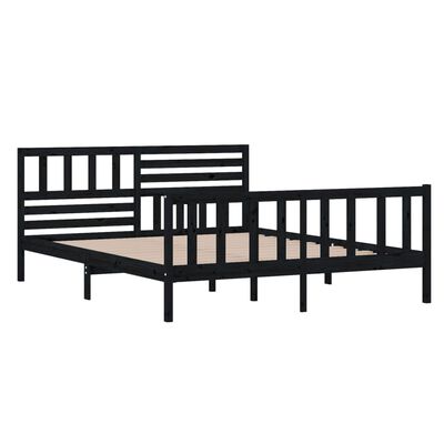 vidaXL Bed Frame without Mattress Black Solid Wood 120x200 cm (810081+814138)