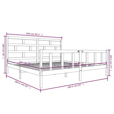 vidaXL Bed Frame without Mattress White Solid Wood 200x200 cm (810103+814215)