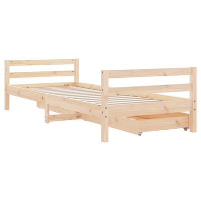 vidaXL Kids Bed Frame with Drawers 90x190 cm Solid Wood Pine