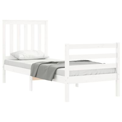 vidaXL Bed Frame without Mattress White Small Single Solid Wood