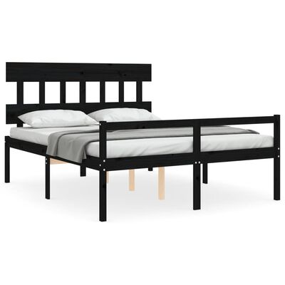 vidaXL Senior Bed without Mattress Black King Size Solid Wood