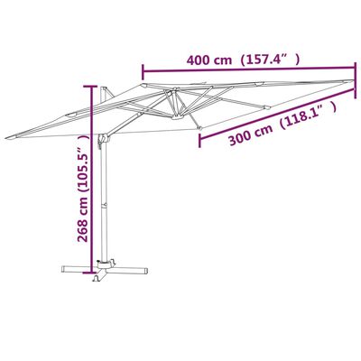 vidaXL Cantilever Garden Parasol with Aluminium Pole Azure Blue 400x300 cm