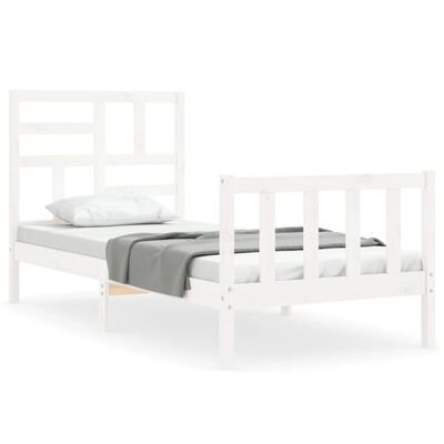 vidaXL Bed Frame without Mattress White Single Solid Wood Pine