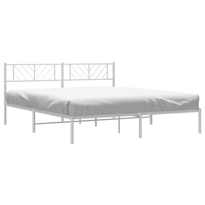 vidaXL Metal Bed Frame without Mattress with Headboard White 193x203 cm