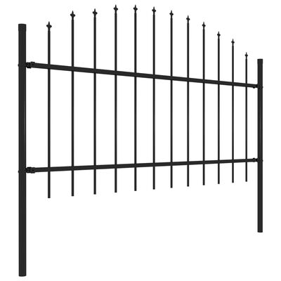 vidaXL Garden Fence with Spear Top Steel (1-1.25)x8.5 m Black