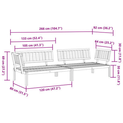 vidaXL Garden Pallet Corner Sofas 2 pcs Solid Wood Acacia