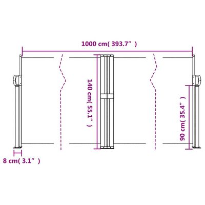 vidaXL Retractable Side Awning White 140x1000 cm