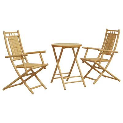 vidaXL 3 Piece Bistro Set Bamboo