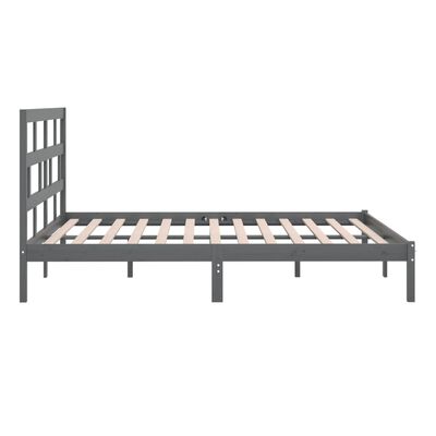 vidaXL Bed Frame without Mattress Grey Solid Wood Pine 200x200 cm (810039+814216)