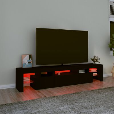 vidaXL TV Cabinet with LED Lights Black 200x36.5x40 cm