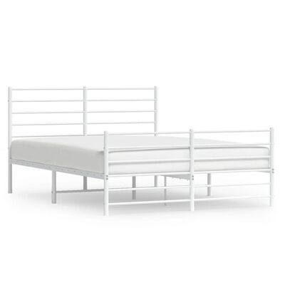 vidaXL Metal Bed Frame without Mattress with Footboard White 135x190 cm Double