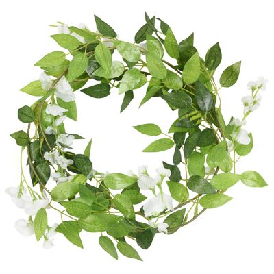 vidaXL Christmas Flower Garlands 6 pcs White 200 cm