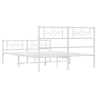 vidaXL Metal Bed Frame without Mattress with Footboard White 120x190 cm Small Double