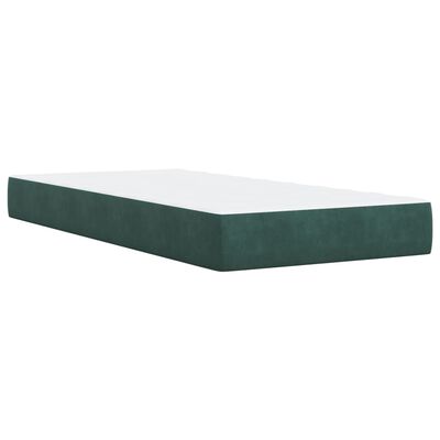 vidaXL Box Spring Bed with Mattress Dark Green 100x200 cm Velvet