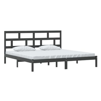 vidaXL Bed Frame without Mattress Black Solid Wood Pine 200x200 cm (810041+814218)