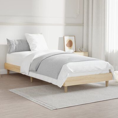 vidaXL Bed Frame without Mattress Sonoma Oak 75x190 cm Small Single Engineered Wood