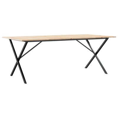 vidaXL Dining Table X-Frame 200x100x75 cm Solid Wood Pine and Cast Iron