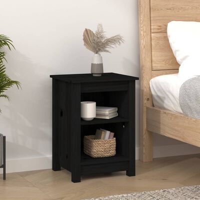 vidaXL Bedside Cabinets 2 pcs Black 40x35x55 cm Solid Wood Pine