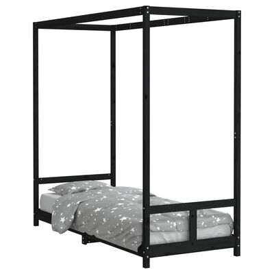 vidaXL Kids Bed Frame Black 80x200 cm Solid Wood Pine