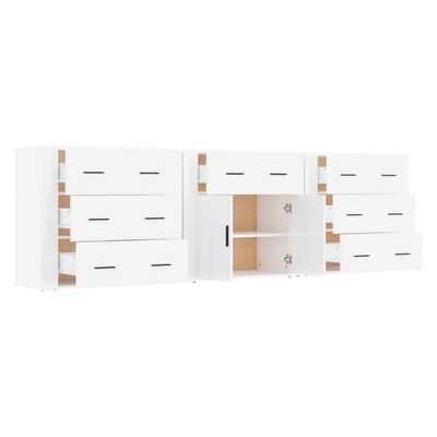 vidaXL Sideboards 3 pcs High Gloss White Engineered Wood