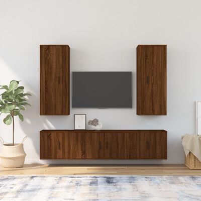 vidaXL 5 Piece TV Cabinet Set Brown Oak Engineered Wood