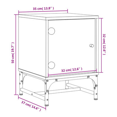 vidaXL Bedside Cabinets with Glass Doors 2 pcs Black 35x37x50 cm