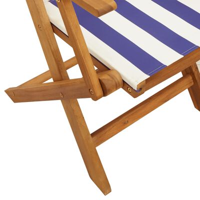 vidaXL Folding Garden Chairs 4 pcs Blue and White Fabric and Solid Wood