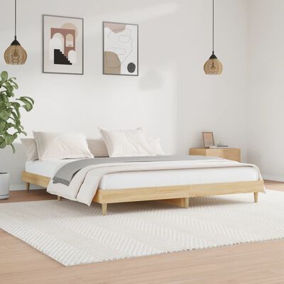 vidaXL Bed Frame without Mattress Sonoma Oak 200x200 cm Engineered Wood