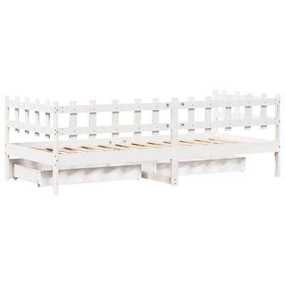 vidaXL Daybed with Drawers without Mattress White 80x200 cm Solid Wood